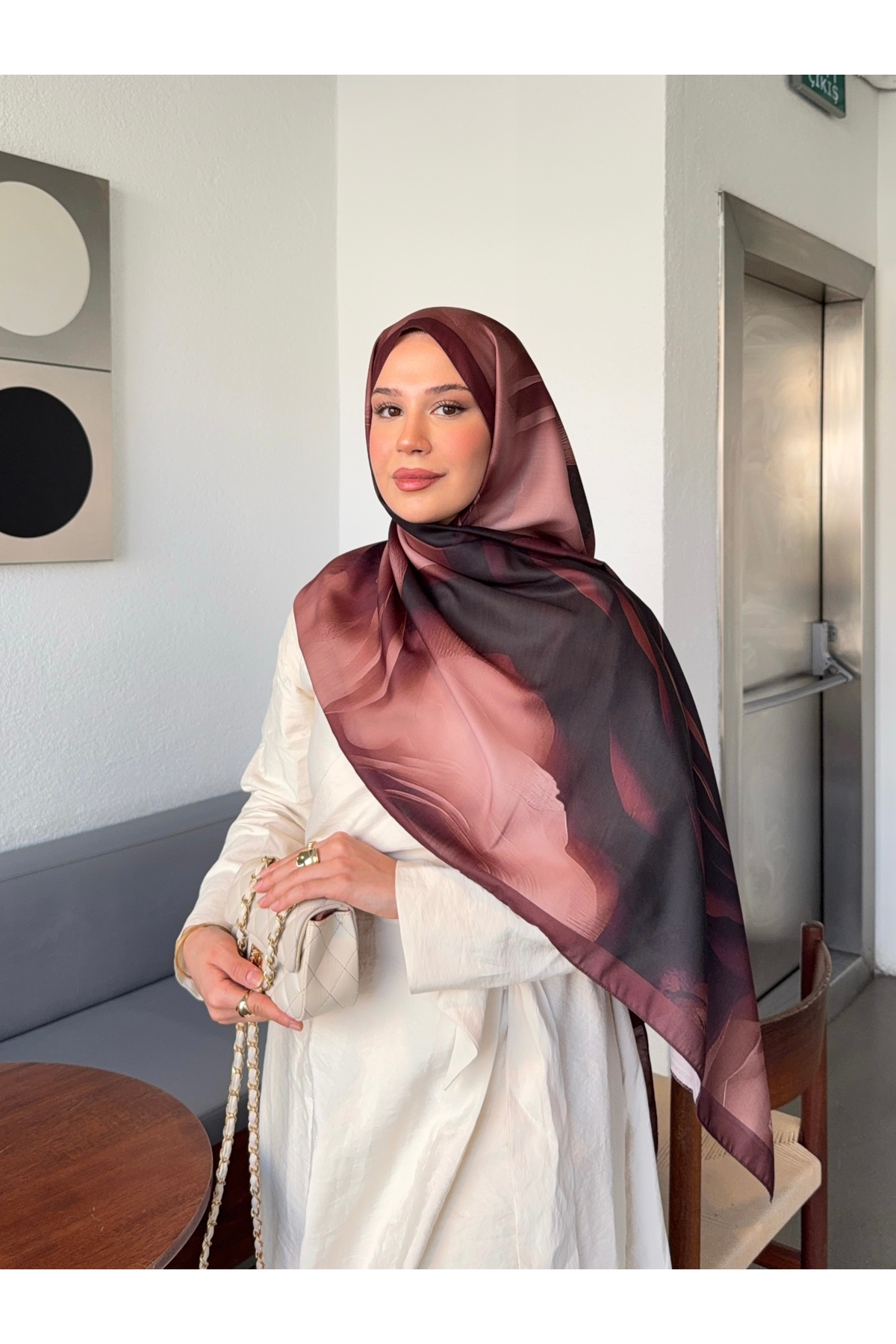 Mira İpek  Desenli Pamuk Soft Şal Marline Serisi ps197 - Görsel 3