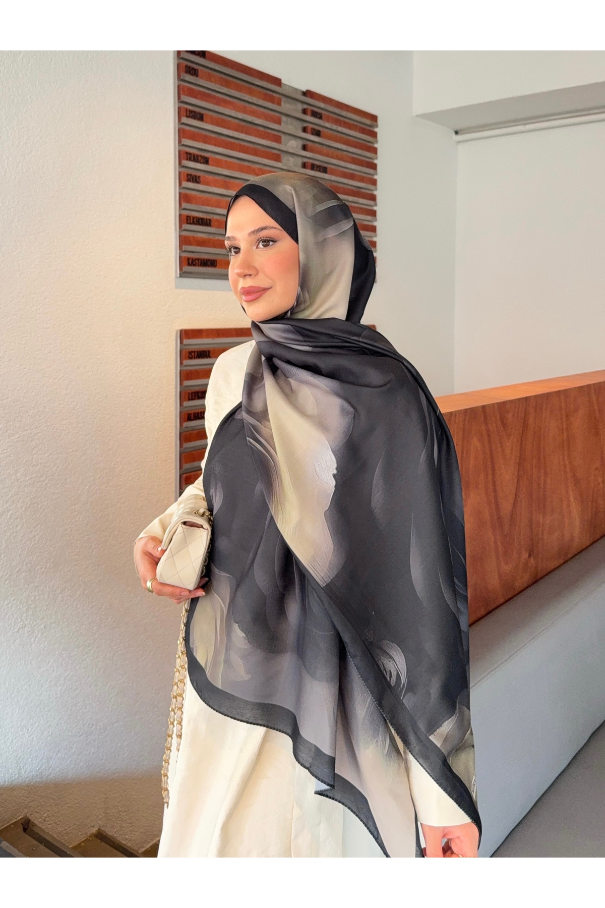 Mira İpek  Desenli Pamuk Soft Şal Marline Serisi ps193 - Görsel 5