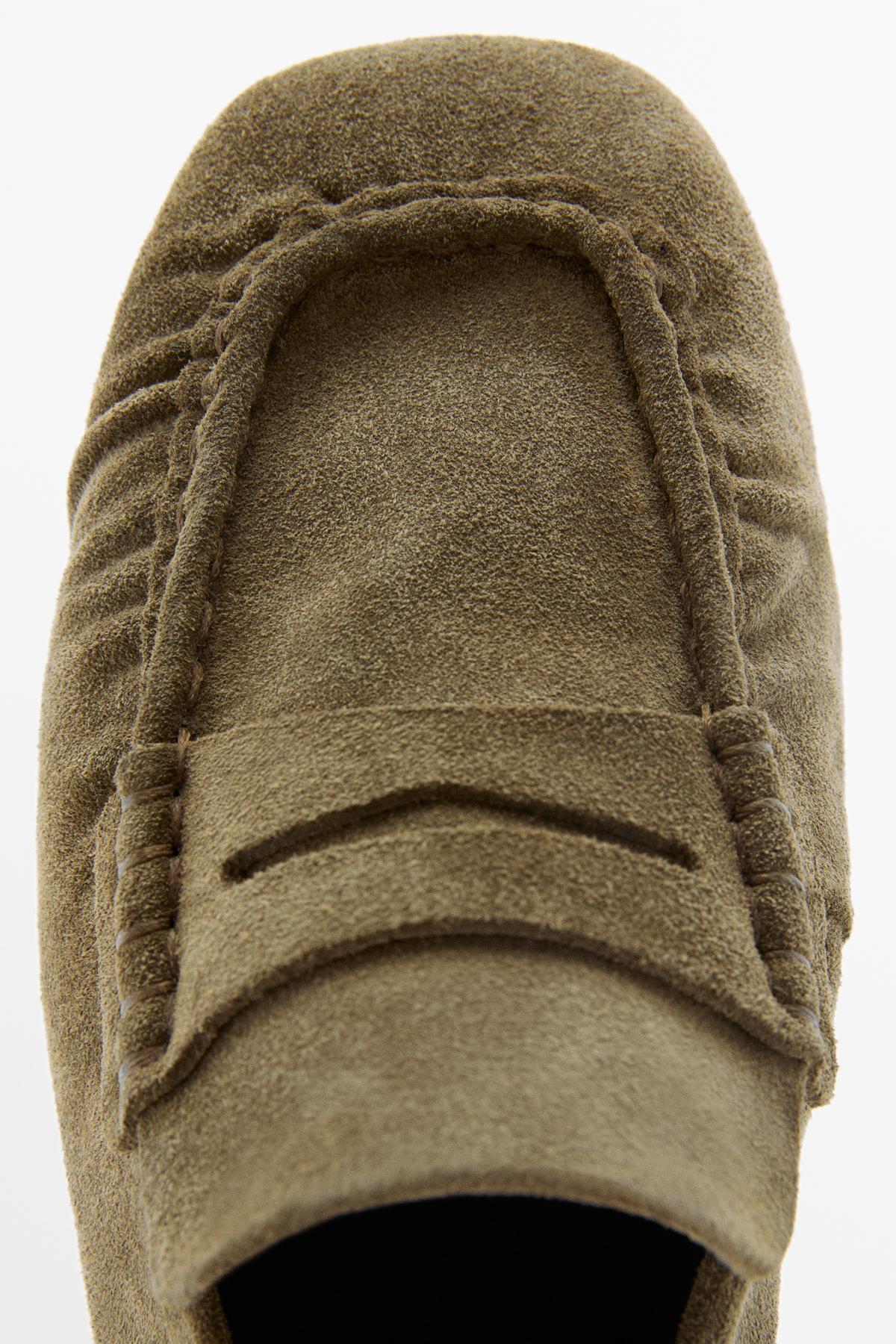 Massimo Dutti  Yumuşak süet deri mokasen - Görsel 5