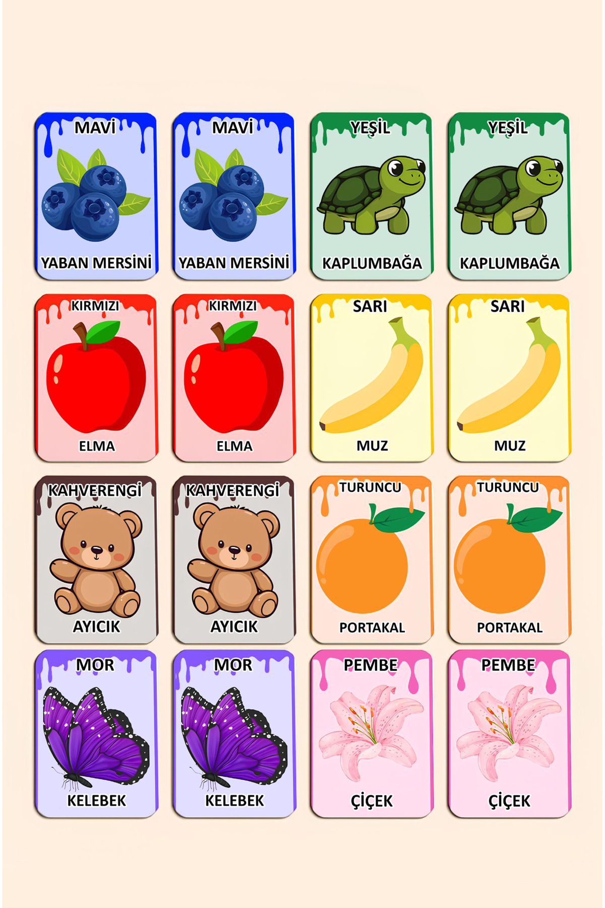 کارتهای آموزشی یادگیری رنگ برای کودکان – بازی تطبیق رنگ و اشیاء – پیشدبستانی