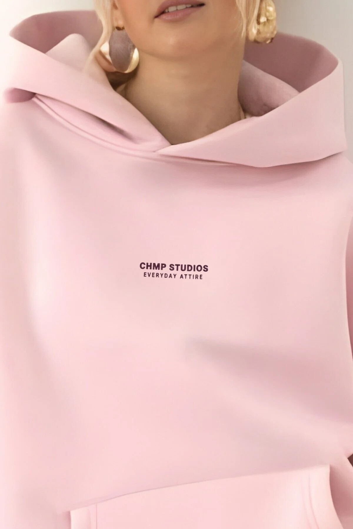 oneagılyazı Kadın Oversize Sweatshirt Hoodie, Kapüşonlu, 3 İplik Polar, Kanguru Cepli görsel 4