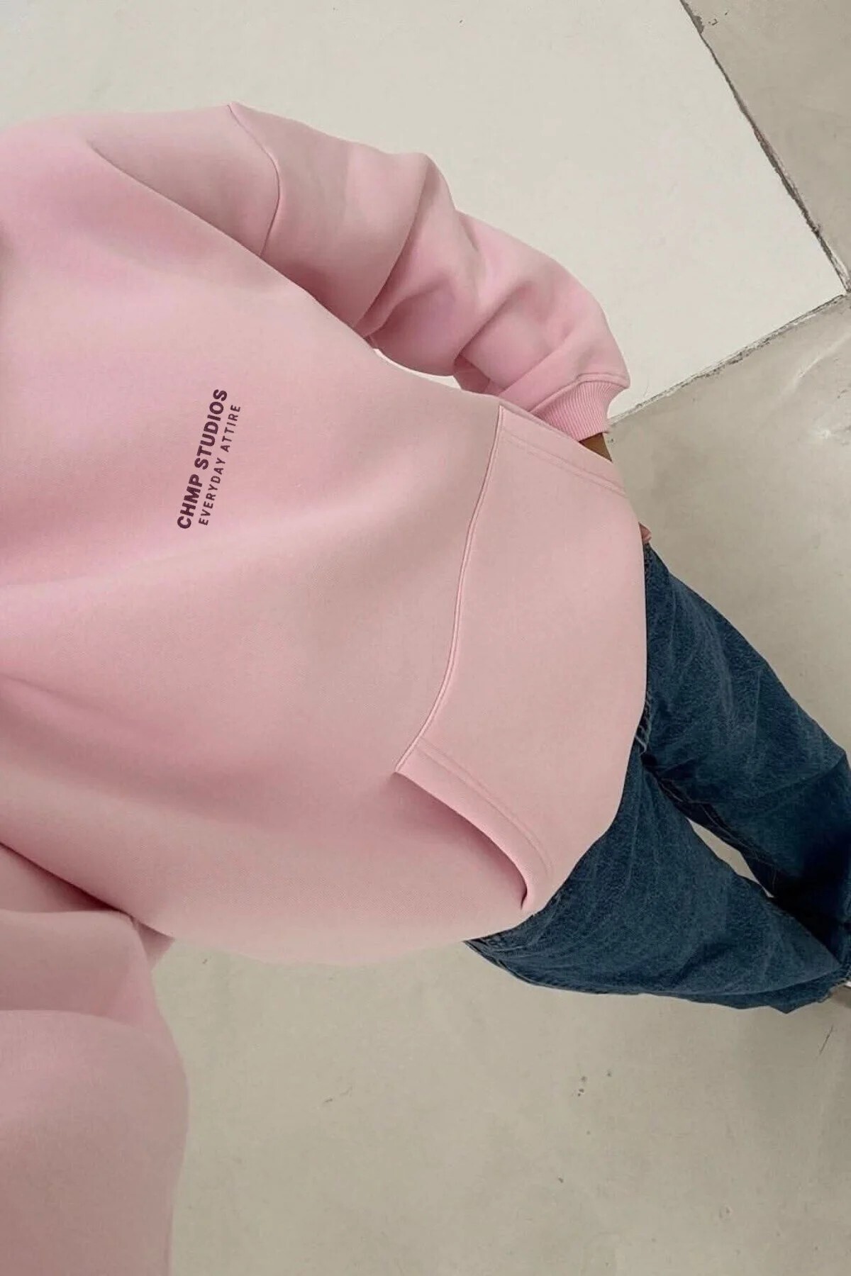 oneagılyazı Kadın Oversize Sweatshirt Hoodie, Kapüşonlu, 3 İplik Polar, Kanguru Cepli görsel 2