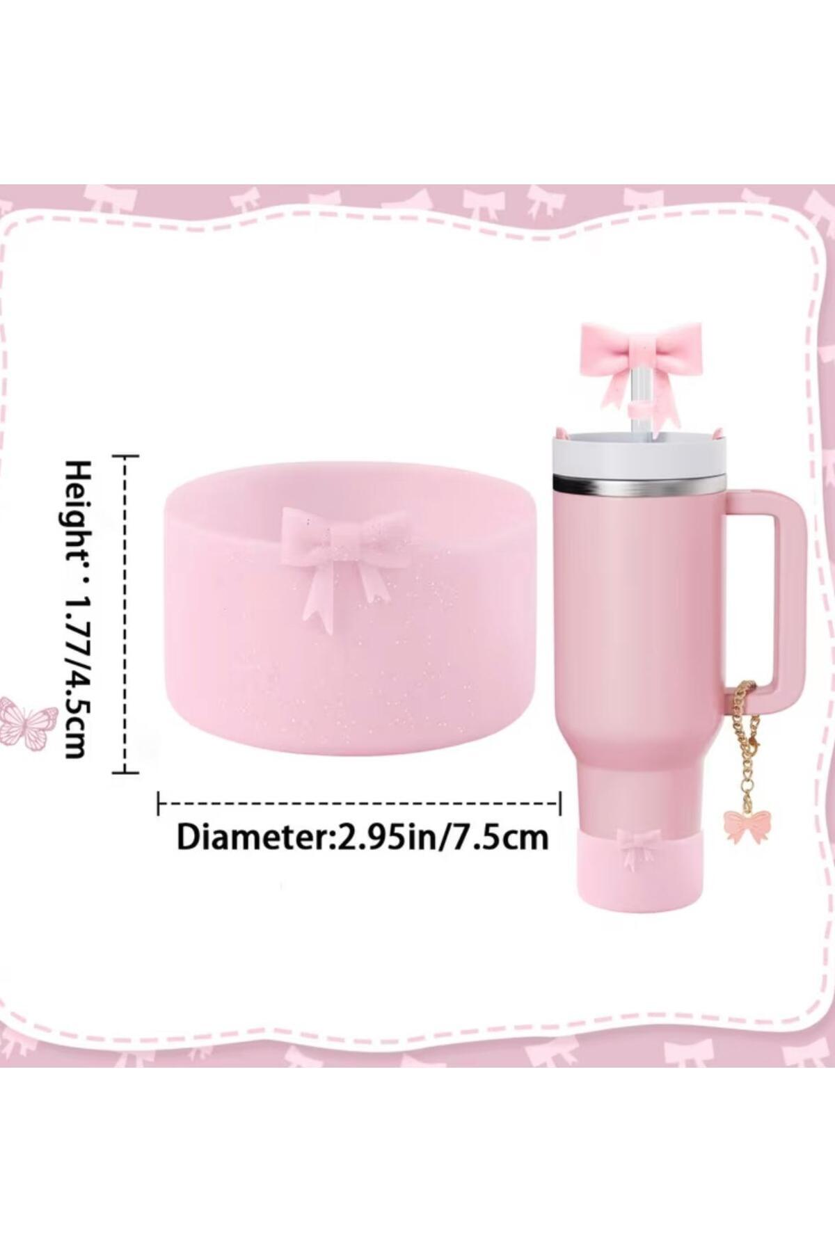 alisa 1 Takım 3 Parça 10mm Simli Şık Fiyonk Silikon Pipet Ucu, 30&40oz Termoslar için