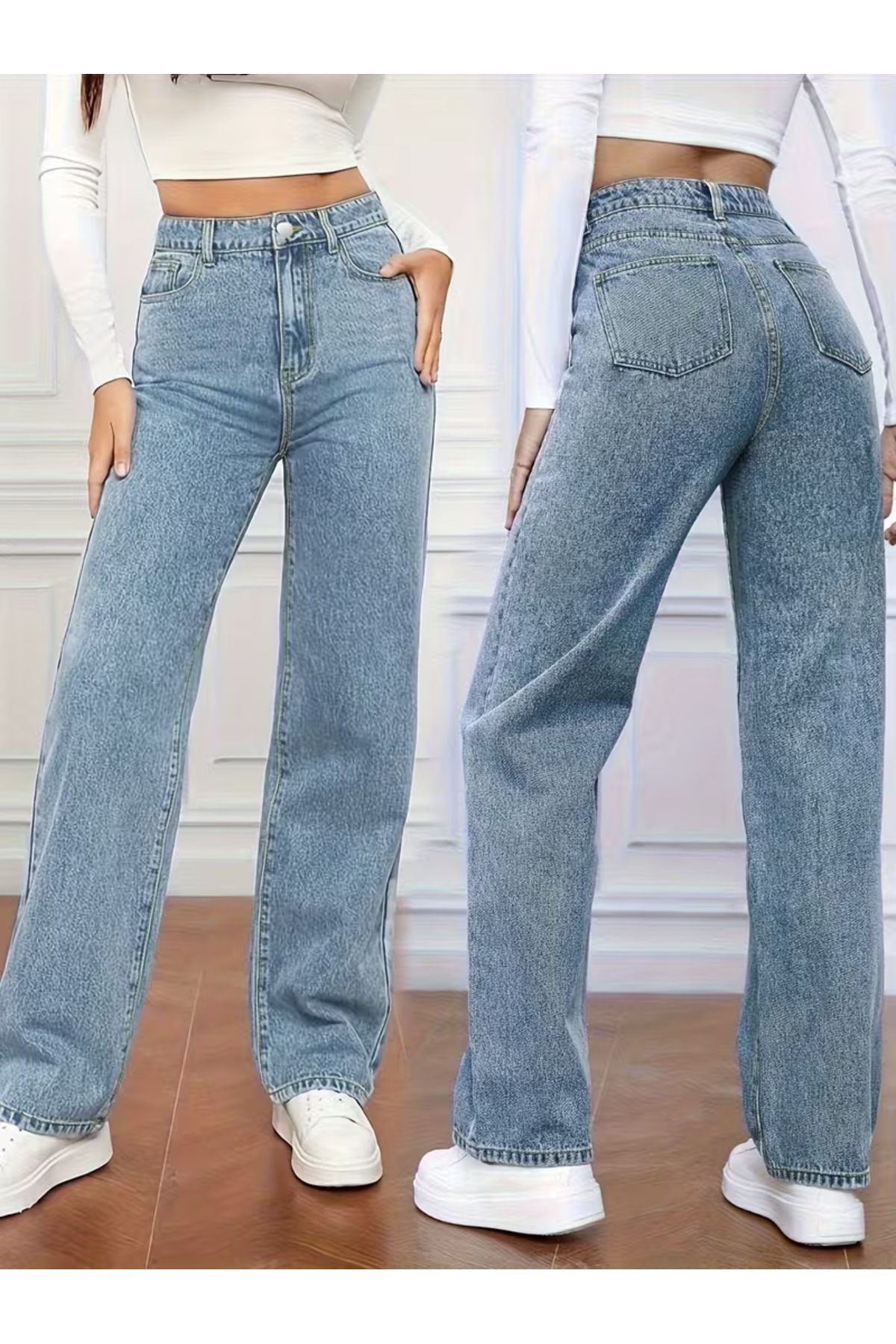 Astrid Women's Jeans Palazzo Shabby Casual Jean High Waist Denim Jeans