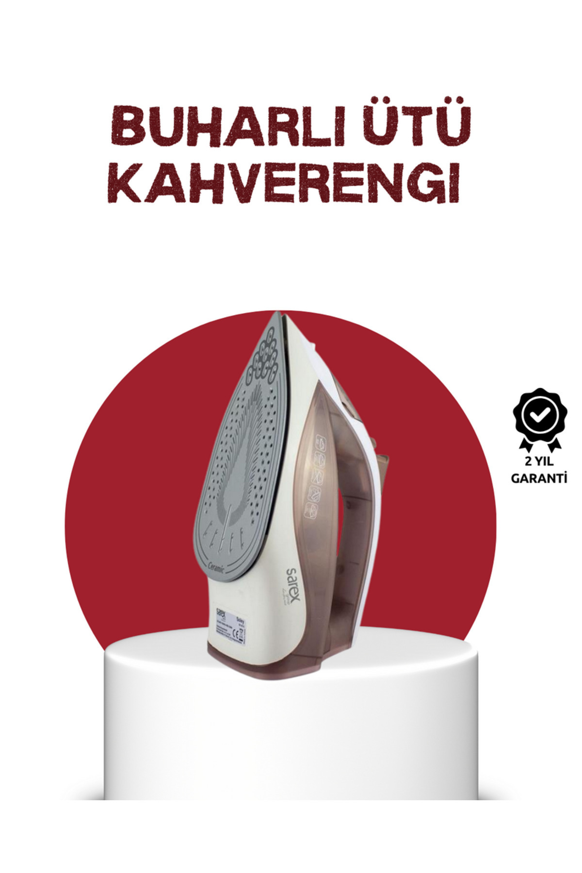 ZERO LAND 1592517741 Seramik Tabanlı Buharlı Ütü 2200W Dikey Ütüleme (01725) 300ml Kahverengi