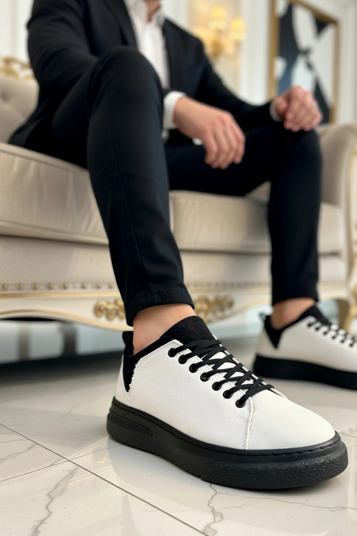 Erkek Düşük Taban Bağcıklı Kumaş Sneaker Fonksiyonel Dayanıklı Kaliteli Konforlu Estetik Şık