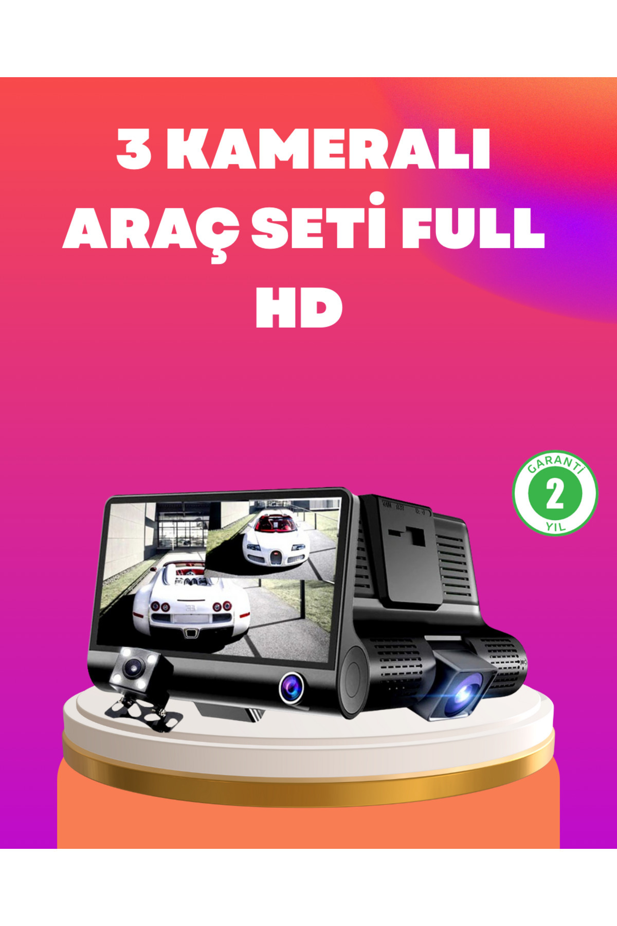 ZERO LAND 1593203741 Çift ve Üçlü Lens Seçeneği ile Tüm Açılardan Kayıt Yapan (10332) Araç Kamerası