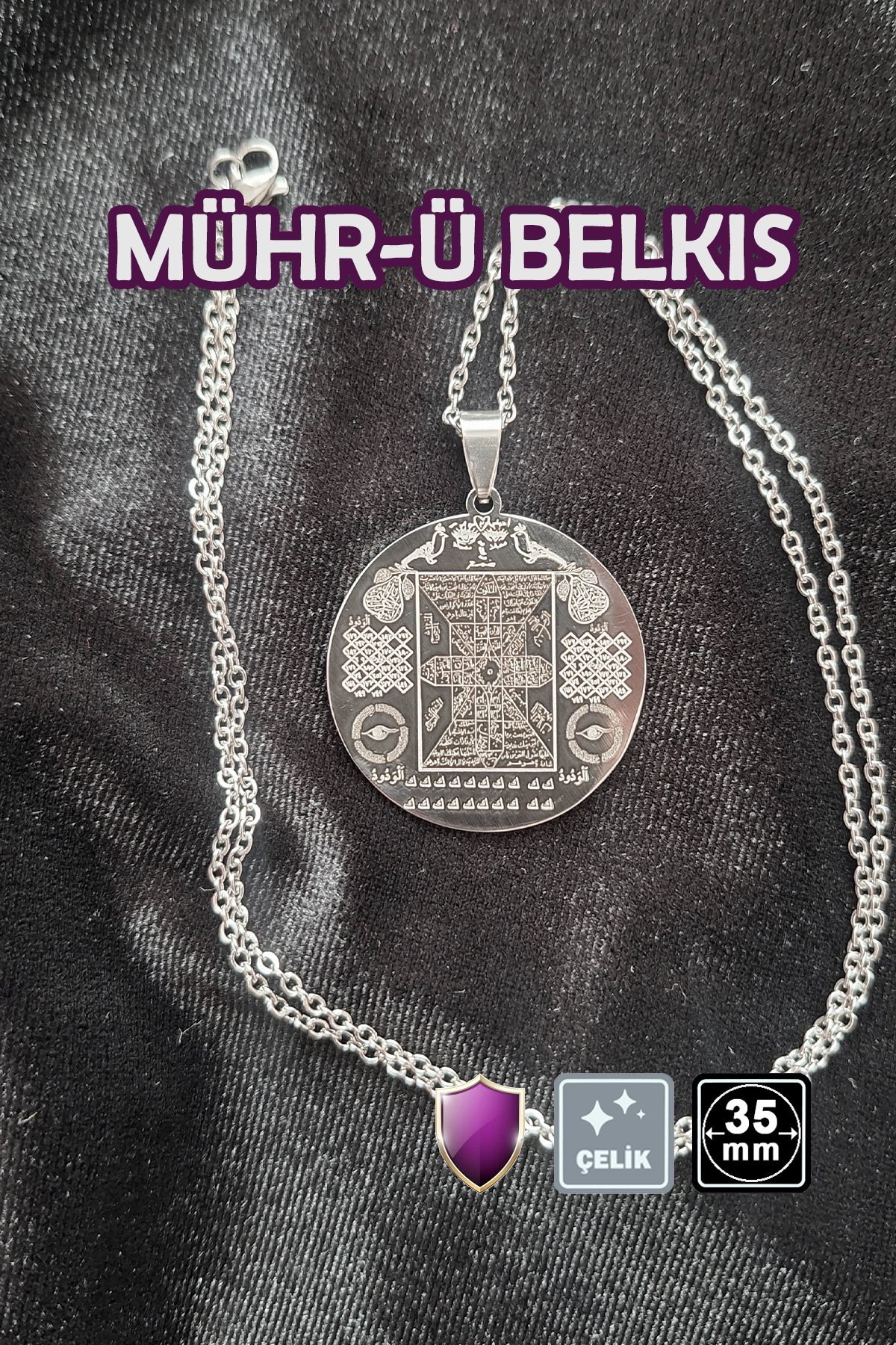 🙏Seal Belkıs Talisman Steel Necklace 🎨 Silver Color