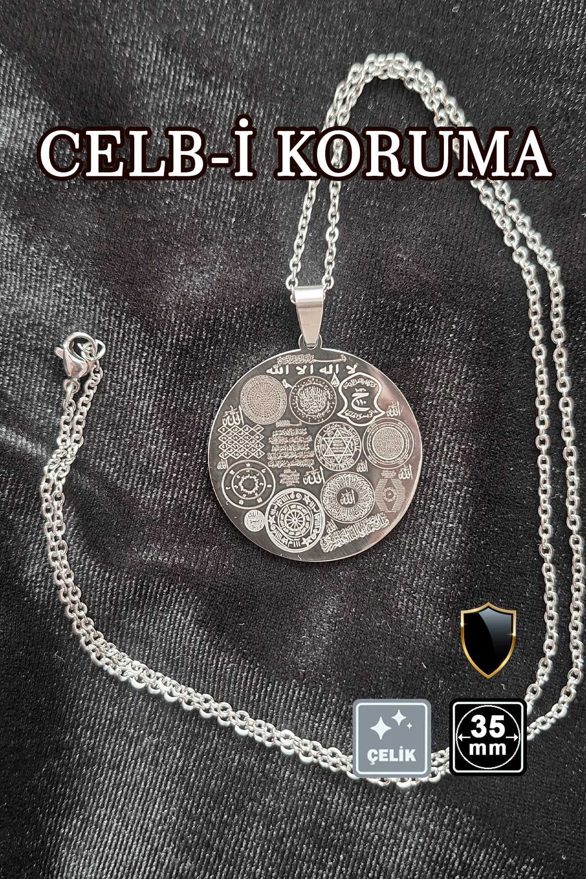 Miss TBee 🙏Celb-i Koruma Tılsımı Çelik Kolye 🎨 Gümüş Renk