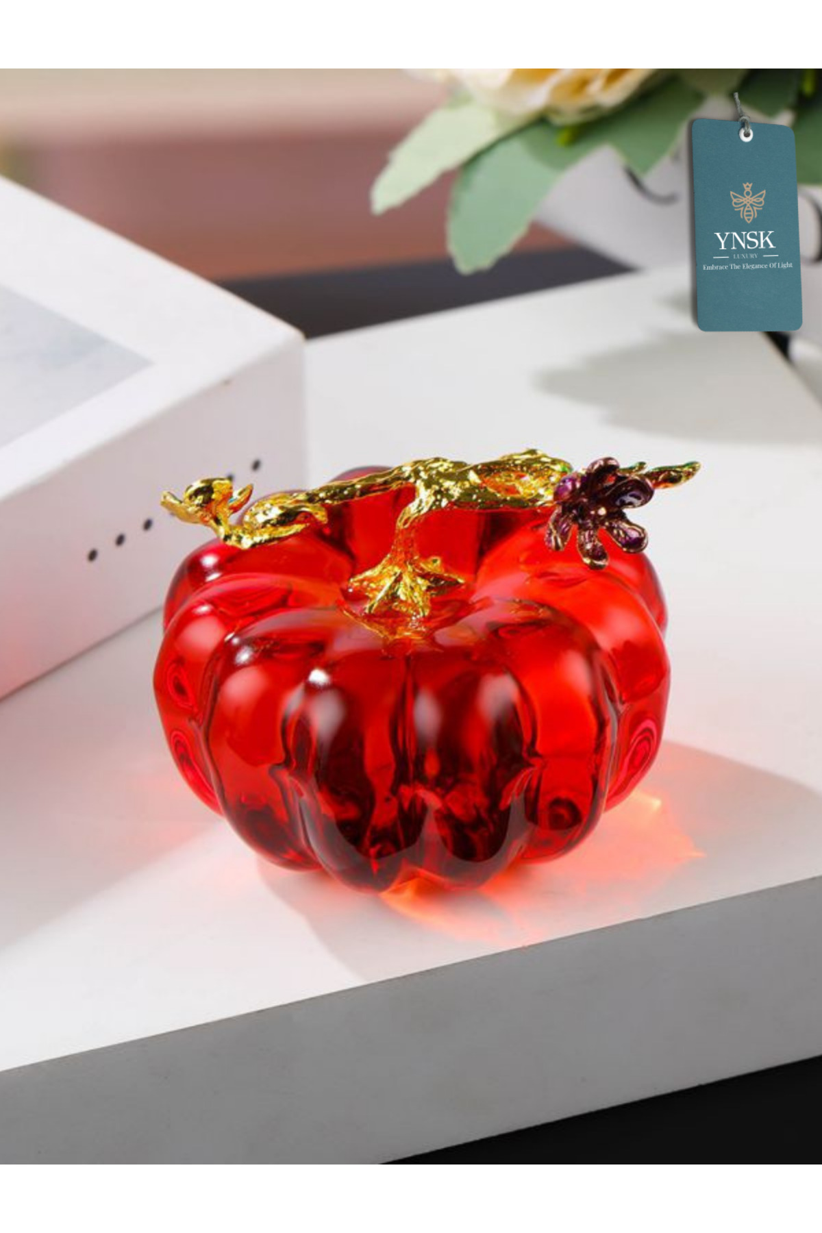 Luxury | Autumn | Crystal Glass Pumpkin Decorative Object - 6 cm | 1 Piece