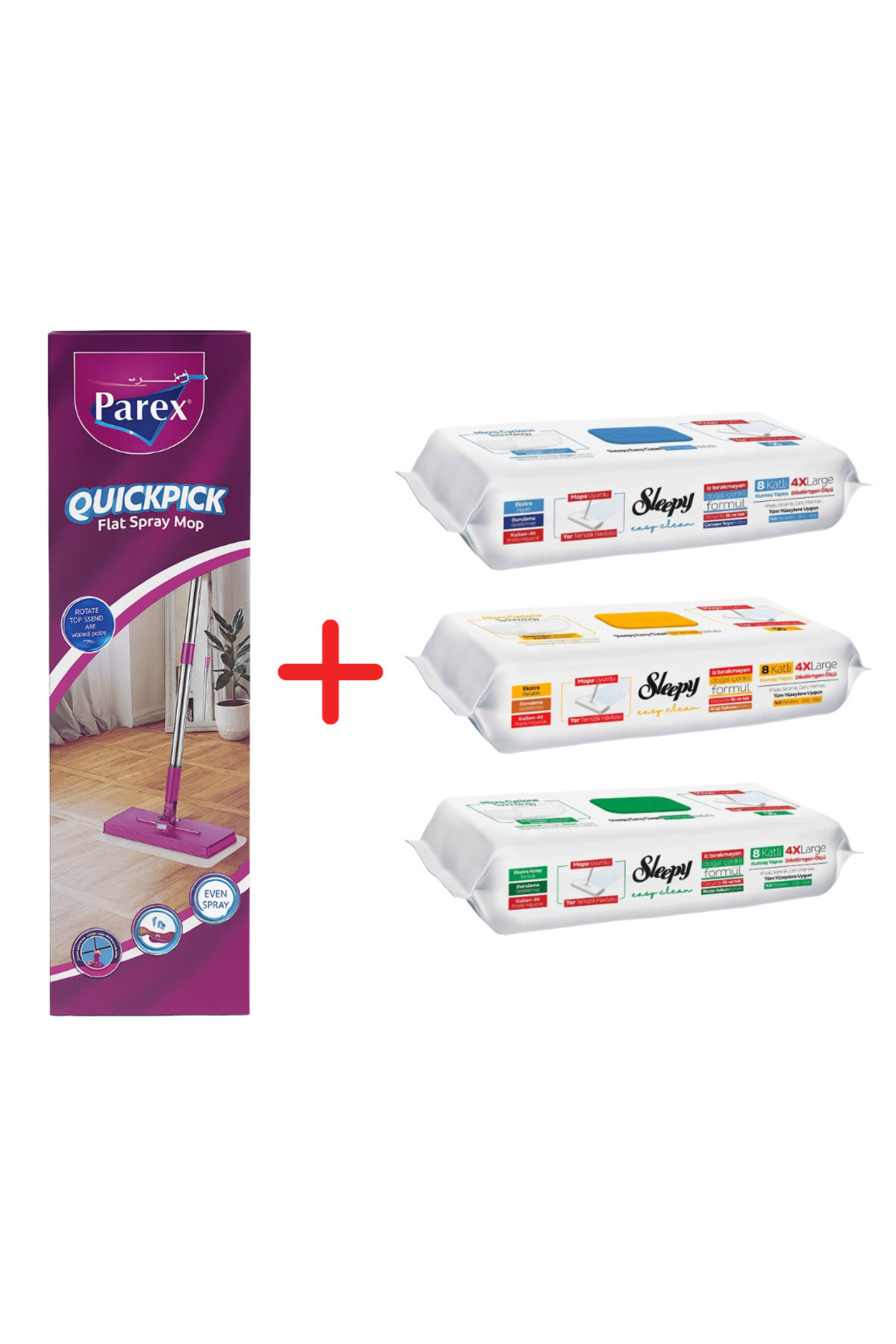 Parex Πακέτο προσφοράς QuickPick Mop + 3 υγρά μαντηλάκια Sleepy Easy Clean Mix