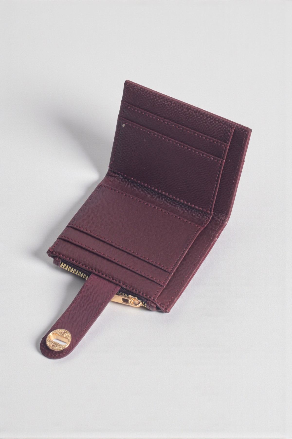 dericom  Kadın Bordo Fermuarlı Kartlıklı Cüzdan - Şık Model - Görsel 4