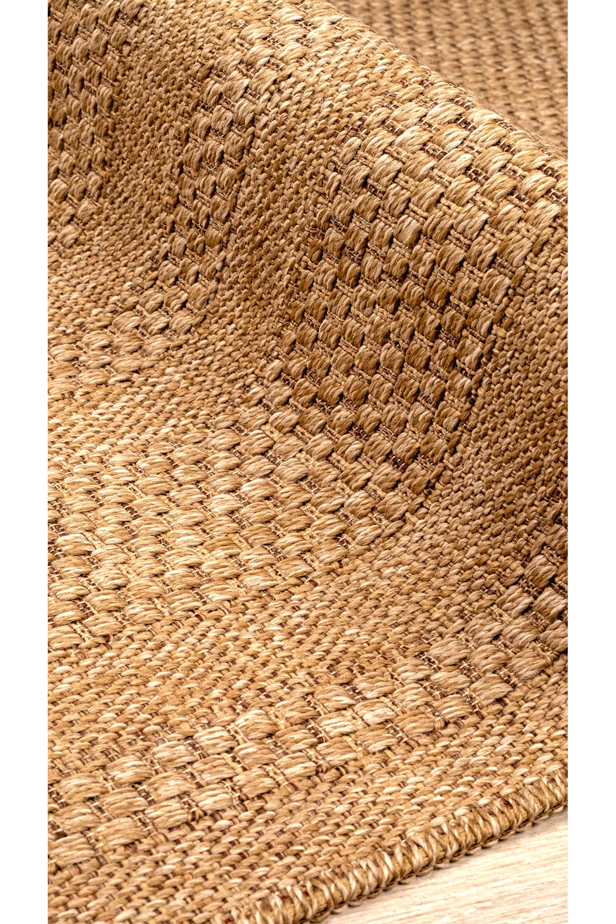 Beige Square Weave Woven Straw Carpet Square Sisal Anti-Slip Jute Floor Living Room Kids Room Runner