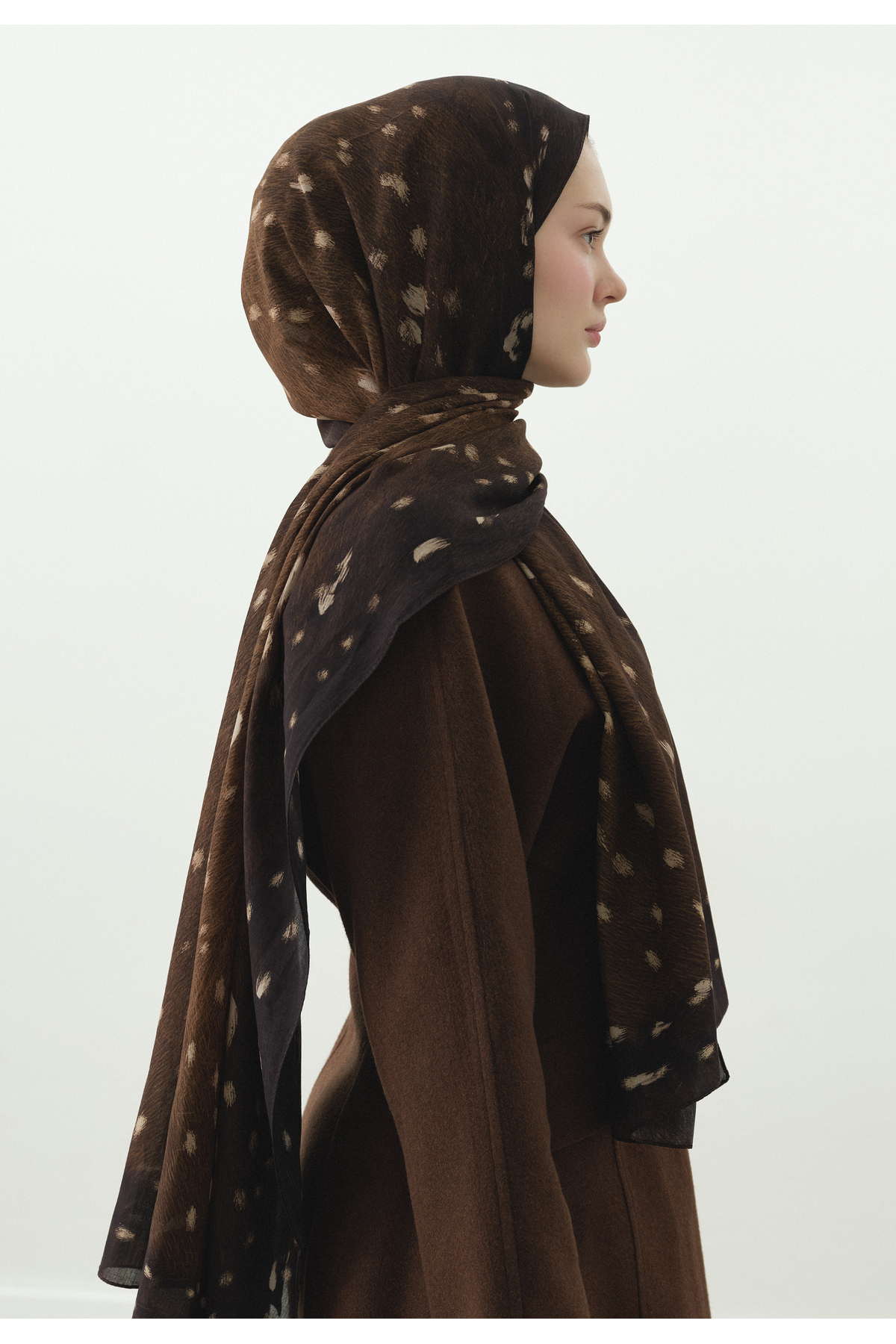 Fresh  FAWN DESENLİ PAMUK VİSKON ŞAL KAHVERENGİ - Görsel 3