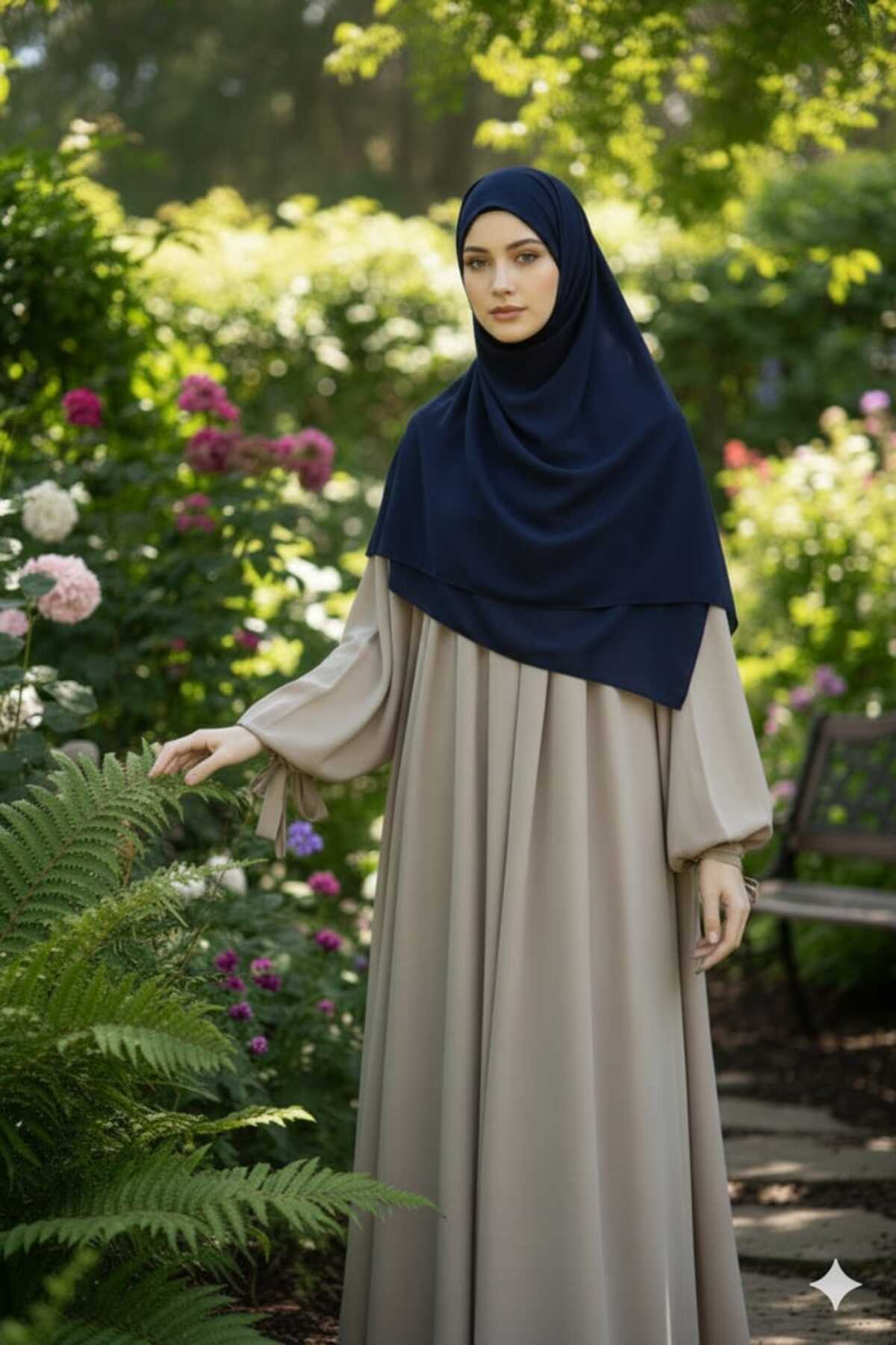 Hijab Egyptian Medina Silk Scarf 110x110 Navy