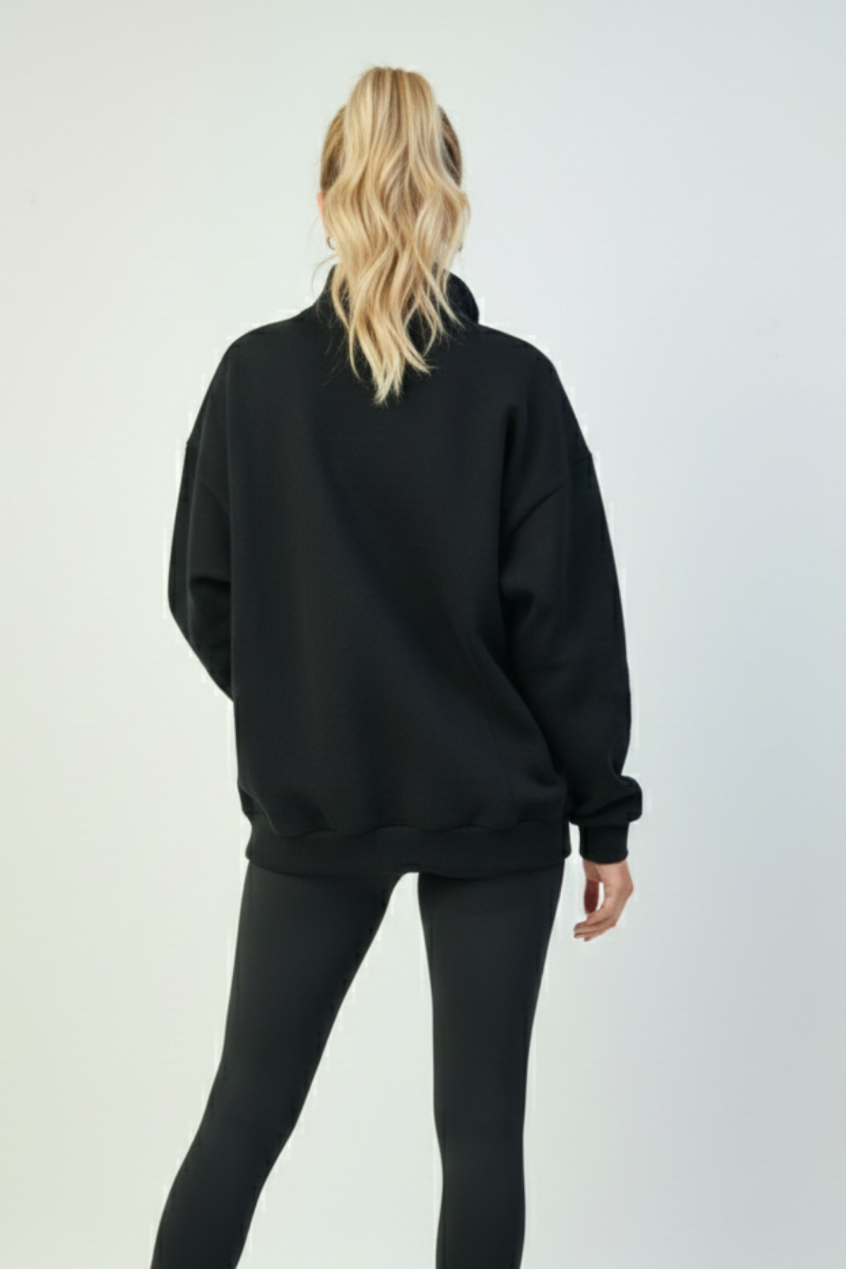 UNCİA OUTDOORS  Yarım Fermuarlı Kadın Oversize Sweatshirt Rahat Kalıp Günlük Kullanım - Görsel 3