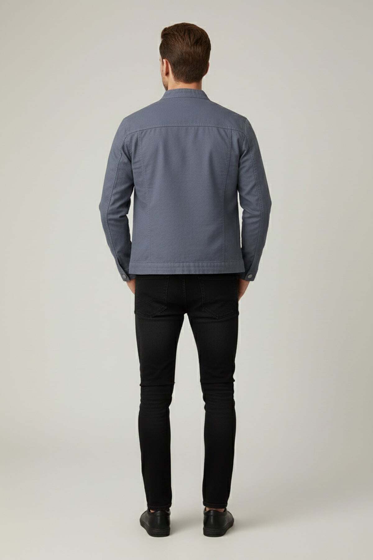 KAMİLKUNDURA  Fermuarlı Cepli Hakim Yaka Kot Ceket - Görsel 2
