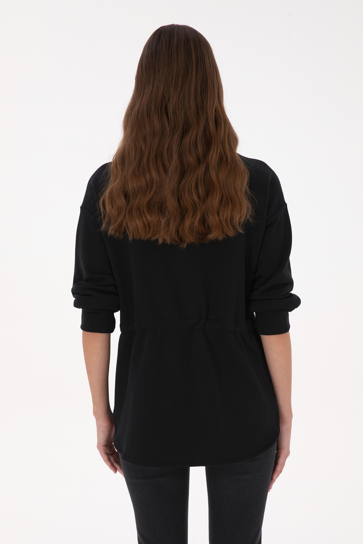 U.S. Polo Assn.  Kadın Siyah Fermuarlı Dik Yaka Sweatshirt 50318035-VR046 - Görsel 5