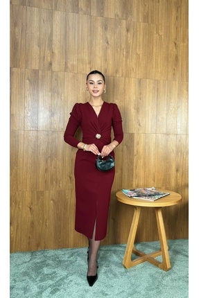 MY GRS GÖĞÜS ALTI DRAPELİ BROŞLU ELBİSE