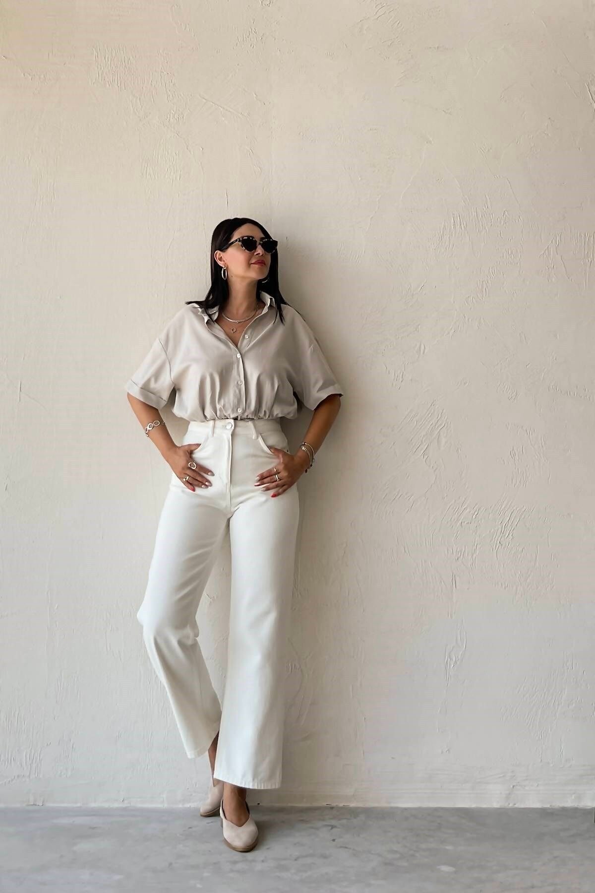 JAXEN  NS-88395 Kadın Ekru Jean