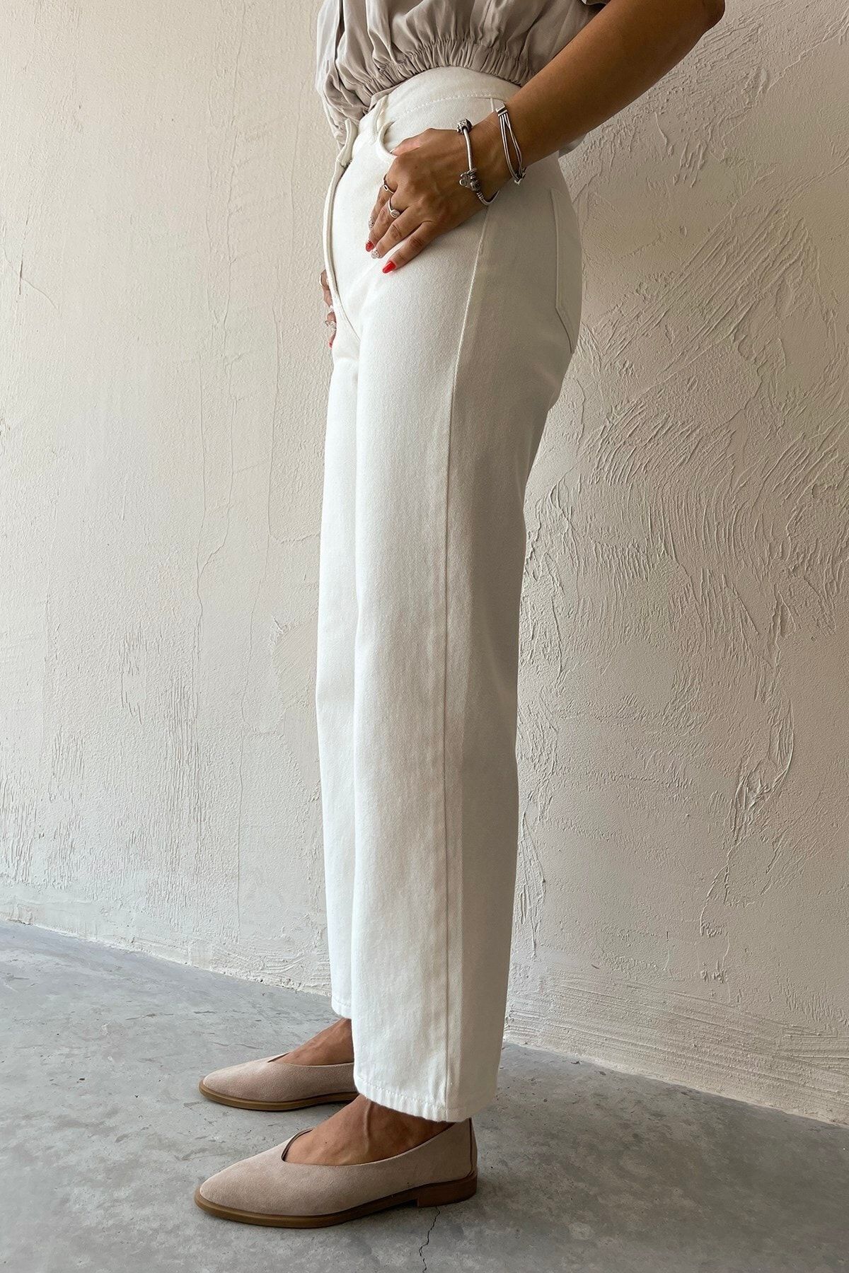 JAXEN  NS-88395 Kadın Ekru Jean - Görsel 5