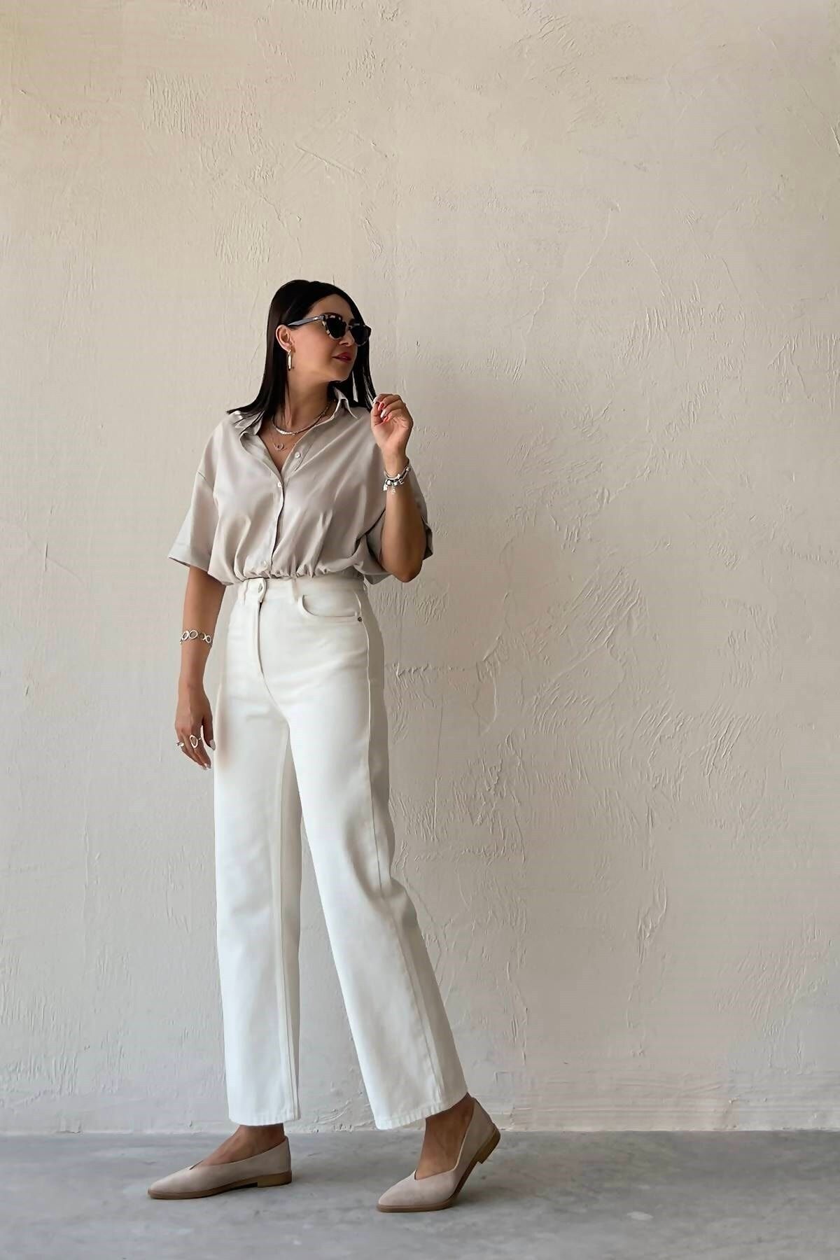 JAXEN  NS-88395 Kadın Ekru Jean - Görsel 3