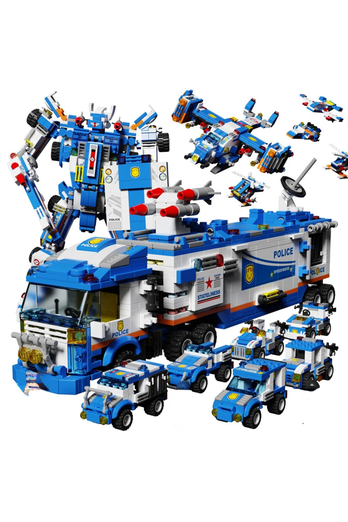 ۸۴۸ عدد ۸۴۸ عدد بلوک‌های ساختمانی کامیون‌های فرماندهی پلیس گشت شهری پلیس ربات ماشین هلیکوپتر مدل