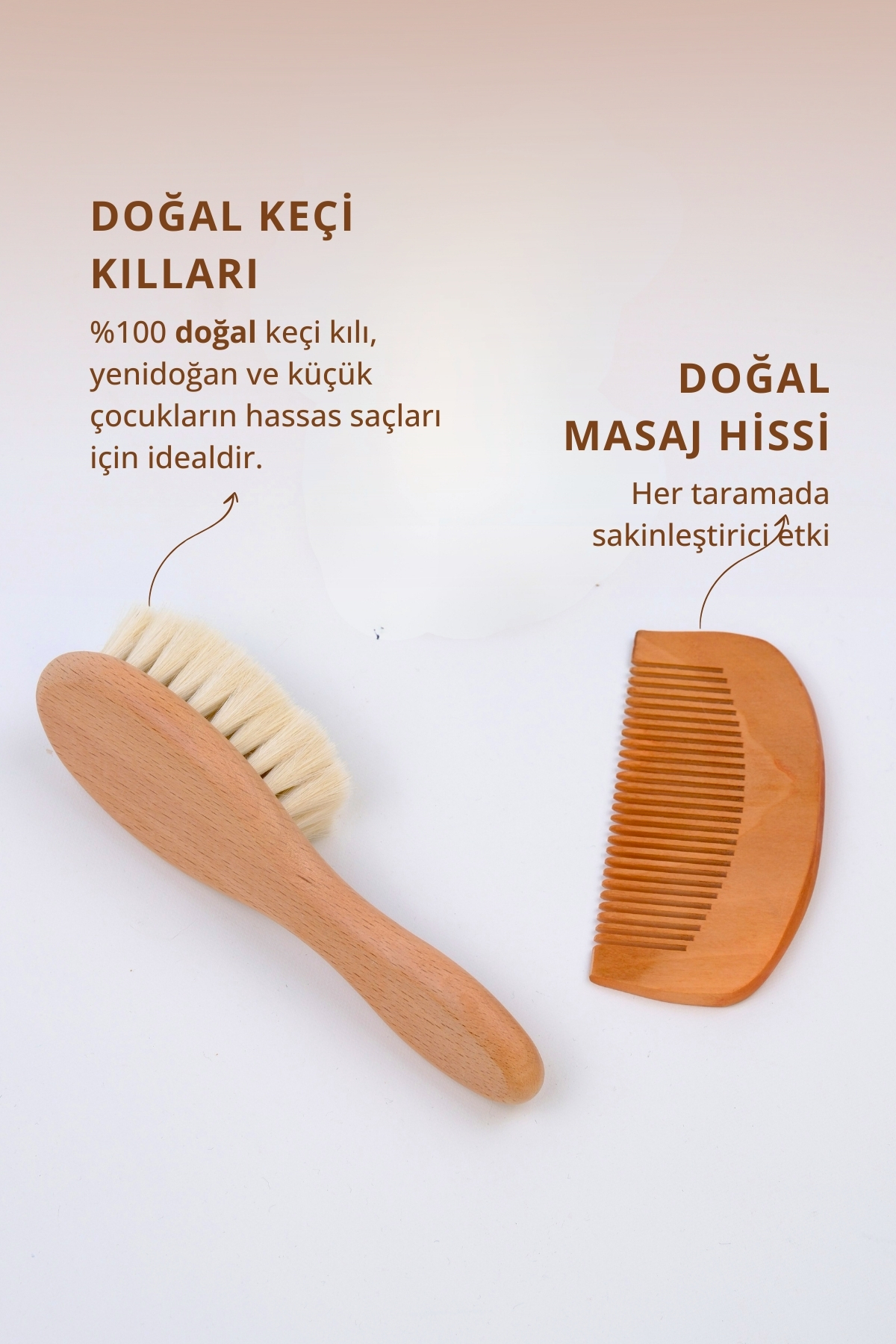 Nami Baby Keçi Kılı Bebek Saç Fırçası Seti - Keçi Kılı Fırça ve Silikon Diş Kaşıyıcı Set- Bebek Bakım Seti fotoğrafı 5 (önizleme)