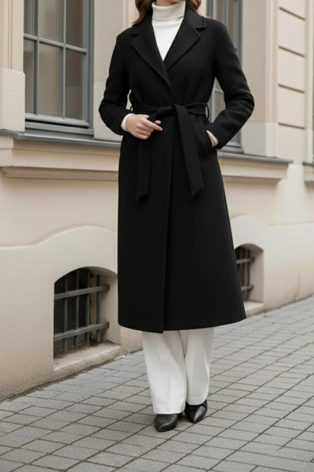 Modayıldızlar  Morena Astarlı Cepli Kuşaklı Ithal Yüksek Kalite Kaşe Kaban(Morena Rose) - Görsel 6