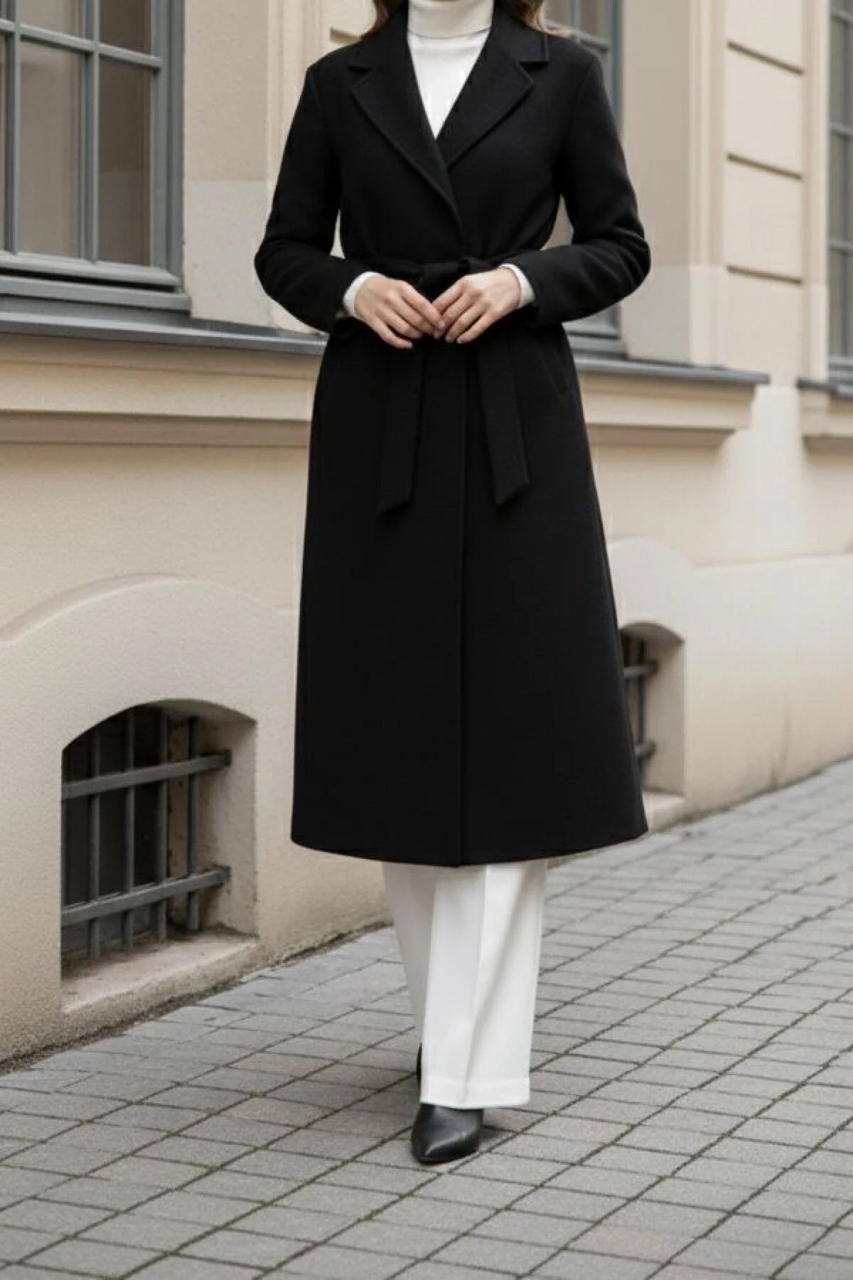 Modayıldızlar  Morena Astarlı Cepli Kuşaklı Ithal Yüksek Kalite Kaşe Kaban(Morena Rose) - Görsel 3