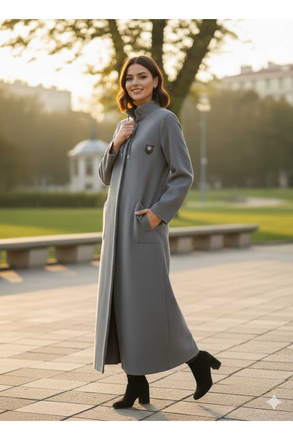 Hakko  Kalın Uzun Kaşe Manto - Görsel 6