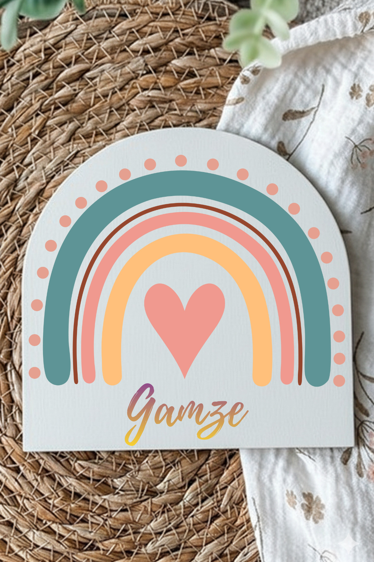 Kişiye Özel İsimli Bebek Odası Duvar\ kapı Süsü - Boho Gökkuşağı Temalı - Yeni Doğan Hediyesi 5