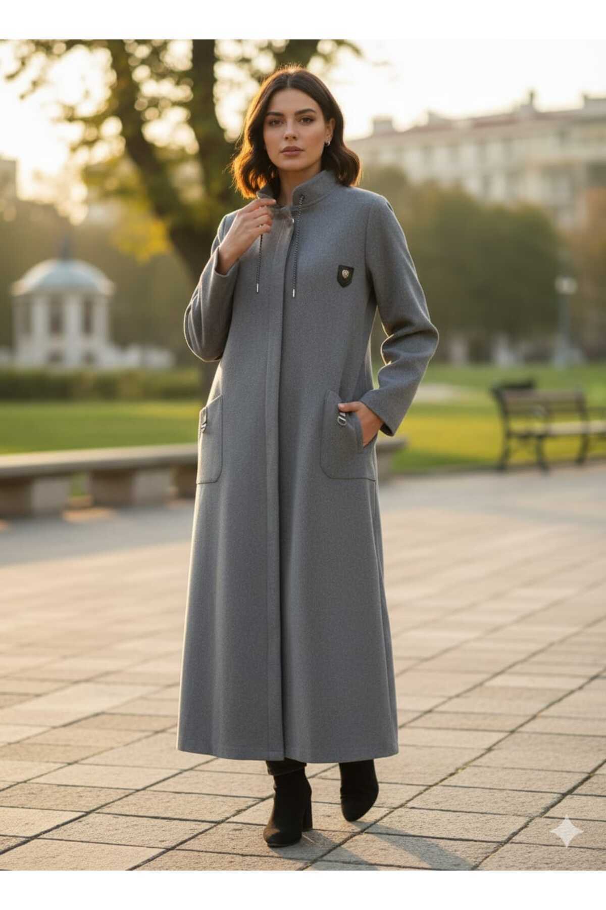 Hakko  Kalın Uzun Kaşe Manto - Görsel 2