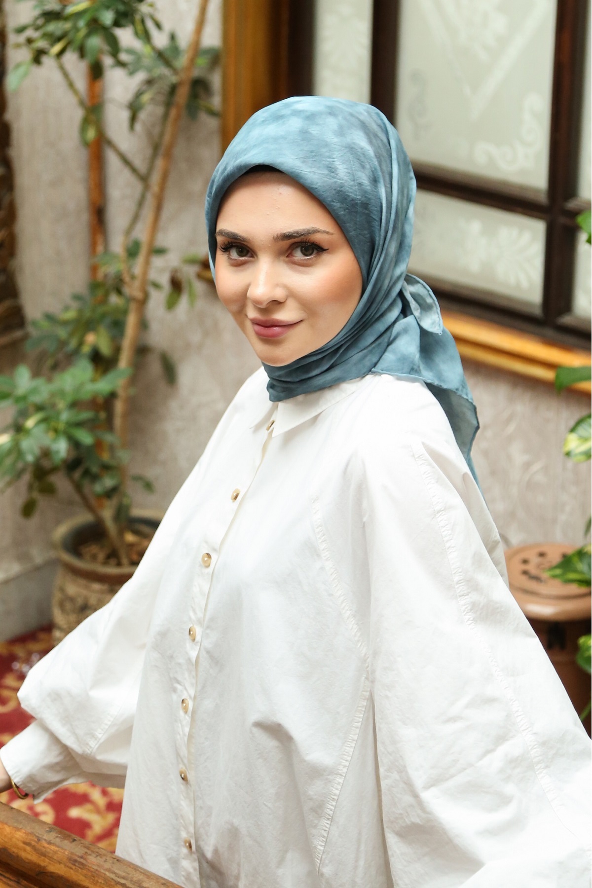EcoZen Scarf TN2104 Cloud Pattern 08-Ocean Blue