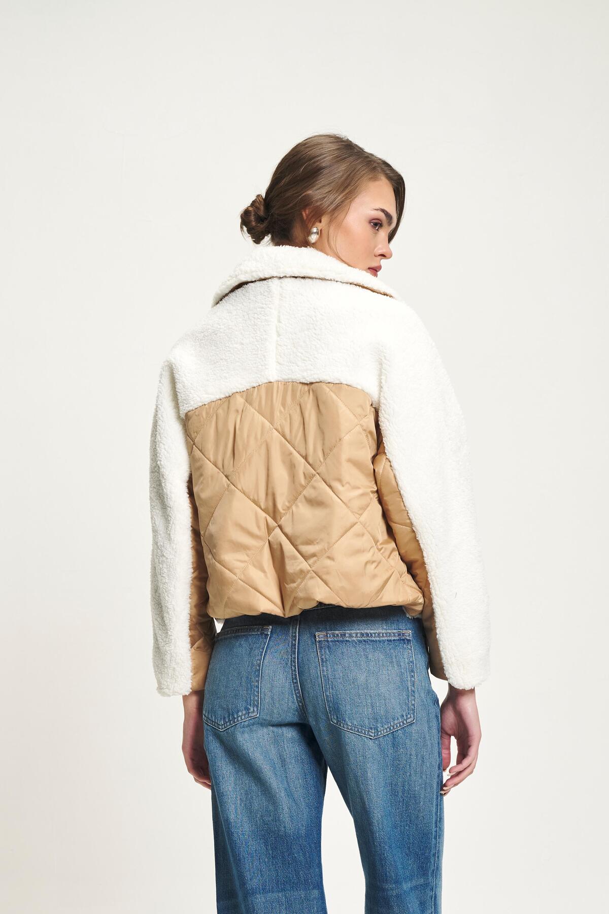 Lijuri  Camel Peluş Garnili Kapitone Mont 7086 R11-C-K4 - Görsel 5