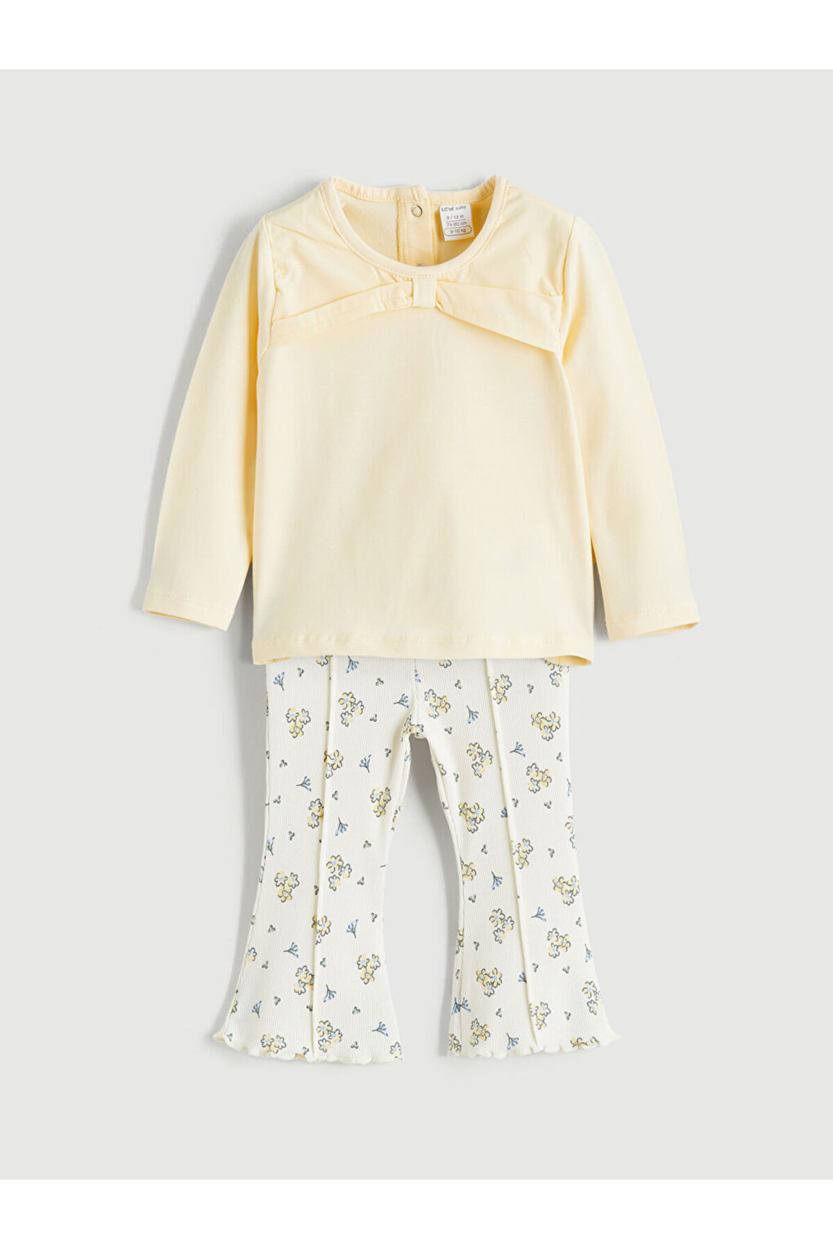 LC Waikiki Lcw Babyyellow Floral Baby Girl Blouse and Leggings Pants