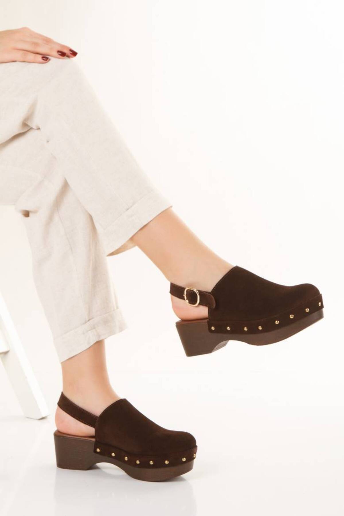 inyola  Kadın Hakiki Deri Takunya Sandalet 6314 - Görsel 4