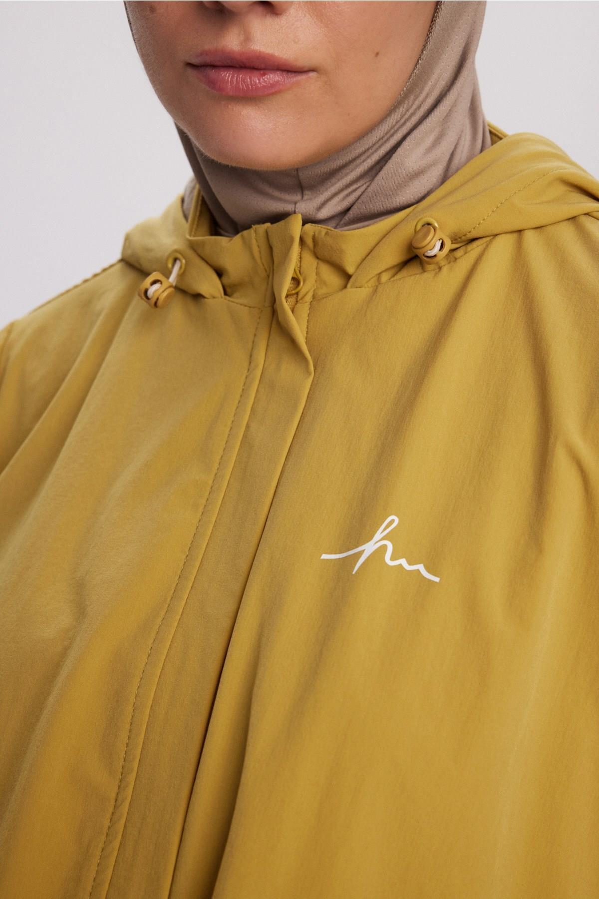 Haşema  Active H-Per Fit Kapüşonlu Sarı Tesettür Yürüyüş Ceketi ACT-42 - Görsel 6