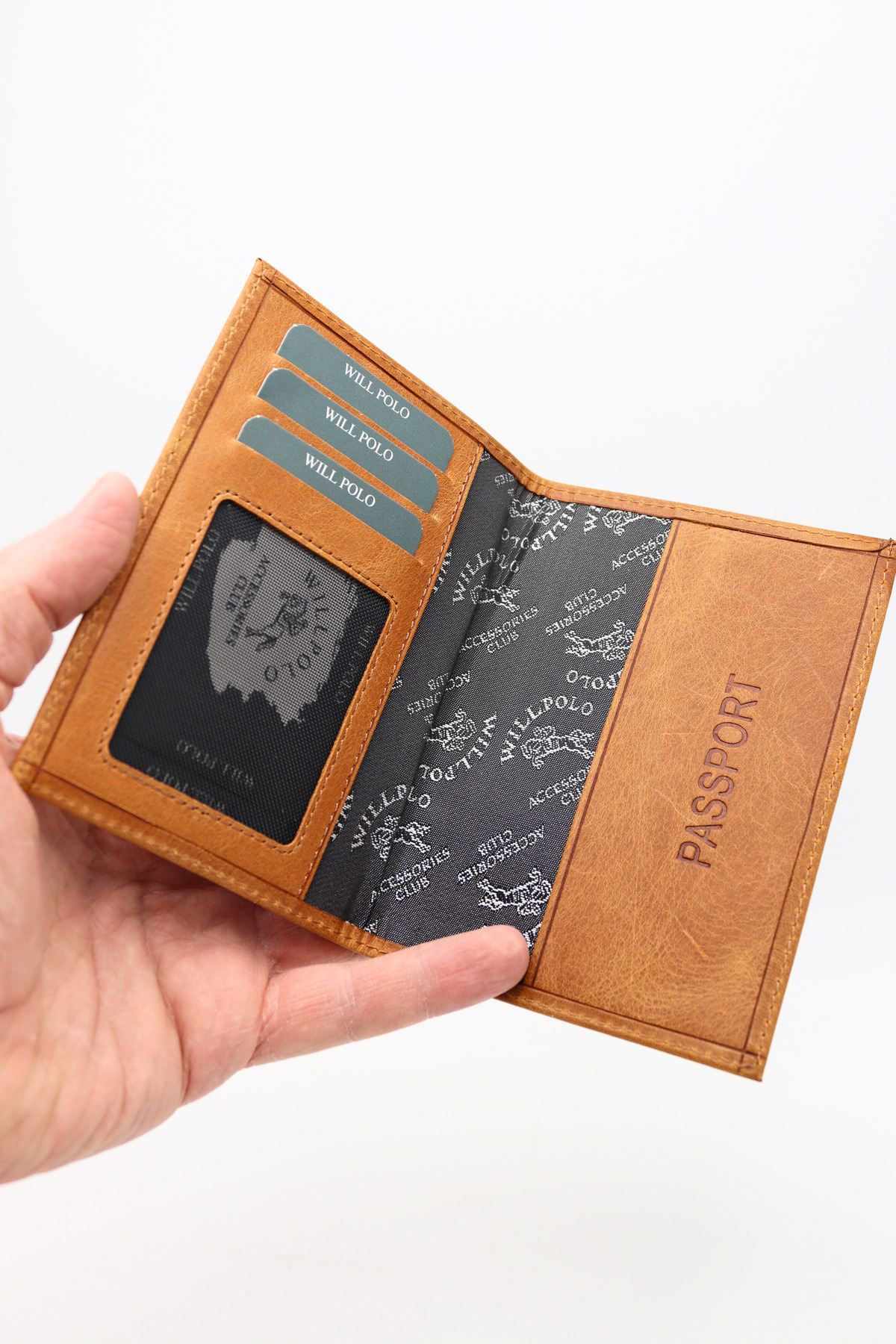 Genuine Leather Red Tan Passport Holder