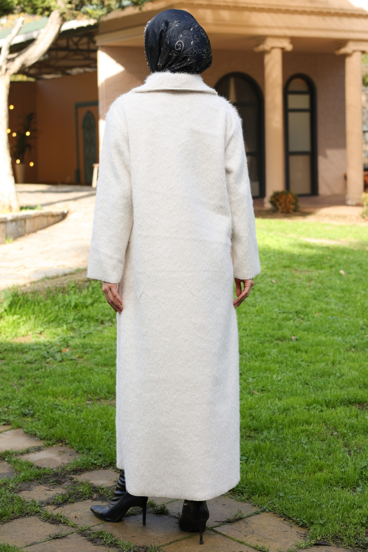 KADEEM  Mavera Fox Kumaş Uzun Tesettür Kaban – 7009 - Görsel 5