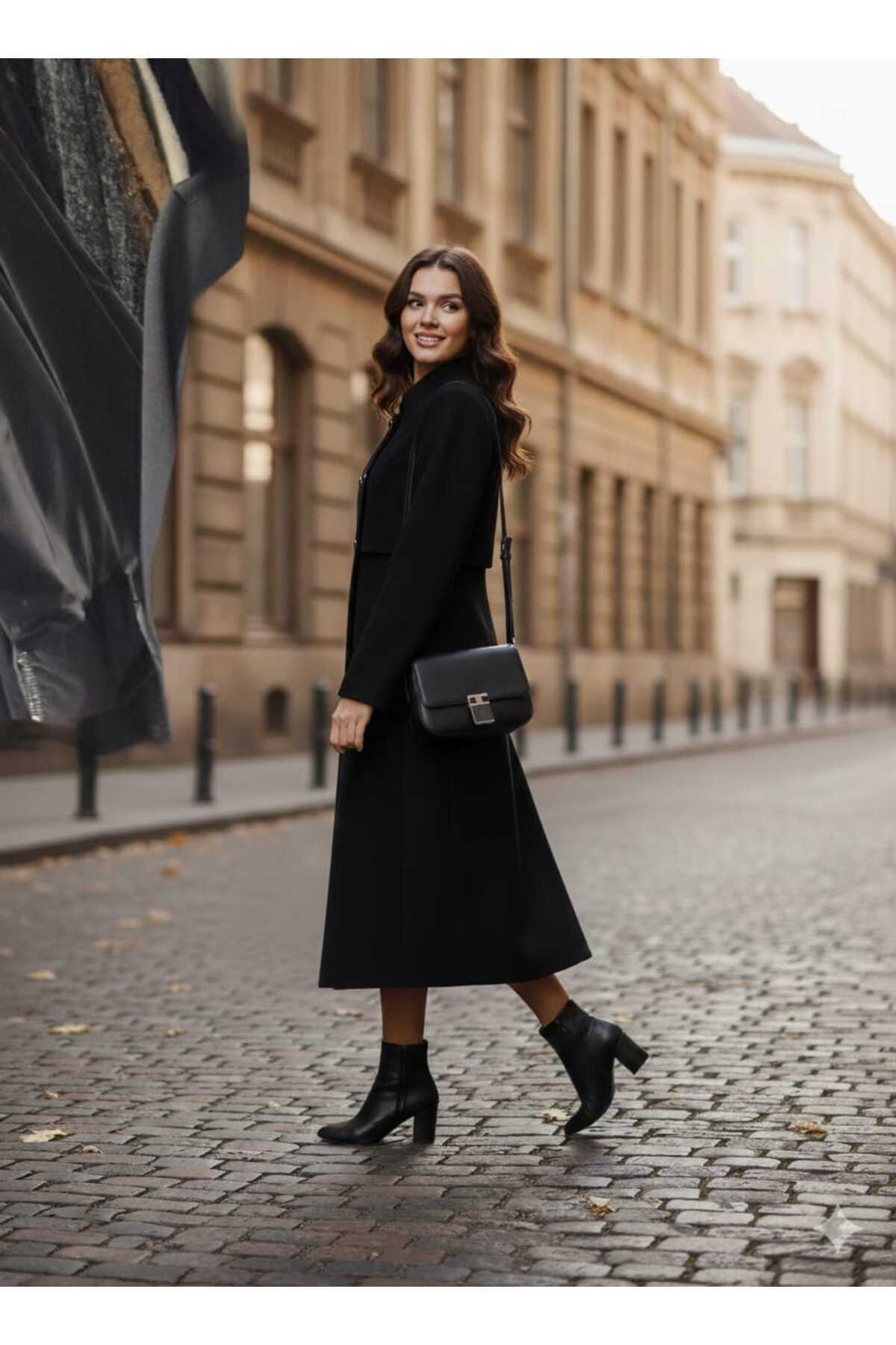 Hakko  Düğme Detaylı Kaşe Palto - Görsel 5