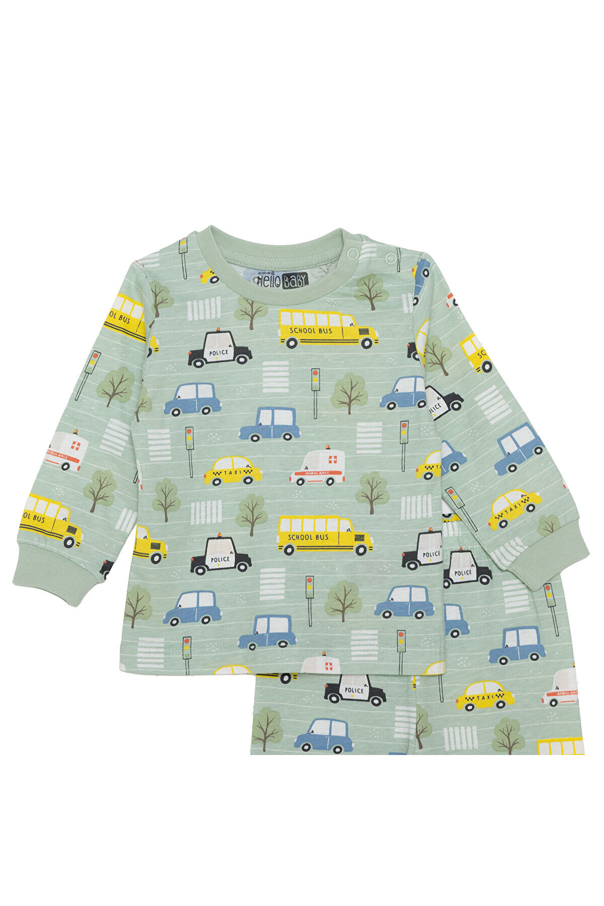 ebebek Hello Baby HelloBaby Erkek Bebek Uzun Kol Pijama Takımı Süprem Bisiklet Yaka Uzun Kol Ribanalı Paça fotoğrafı 3 (önizleme)