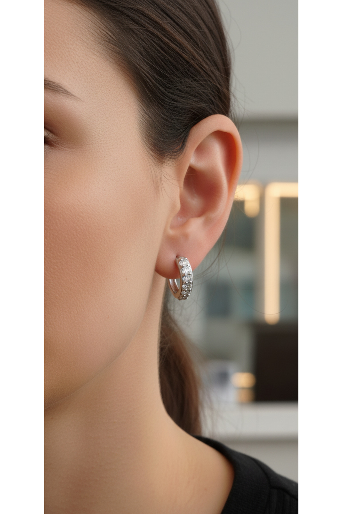 Zirkon Taşlı Paslanmaz Küpe