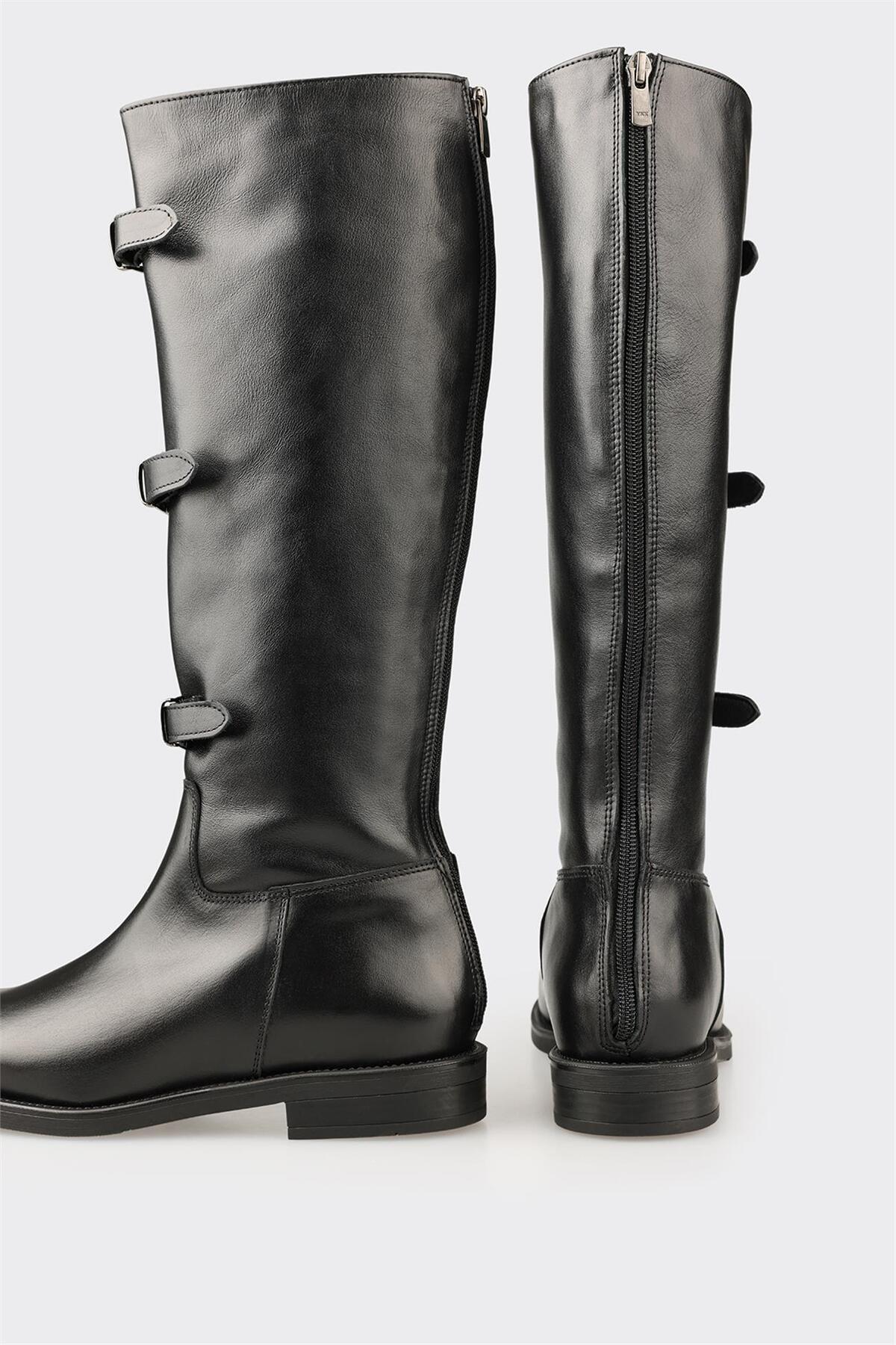 Elle Shoes Siyah Deri Kadın Çizme görsel 4