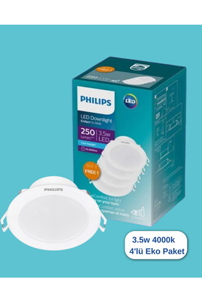 Philips Eridani DL190B 3.5w 80mm Delik Çapı 4000K Gün Işığı 250Lümen 4'lü Eko...