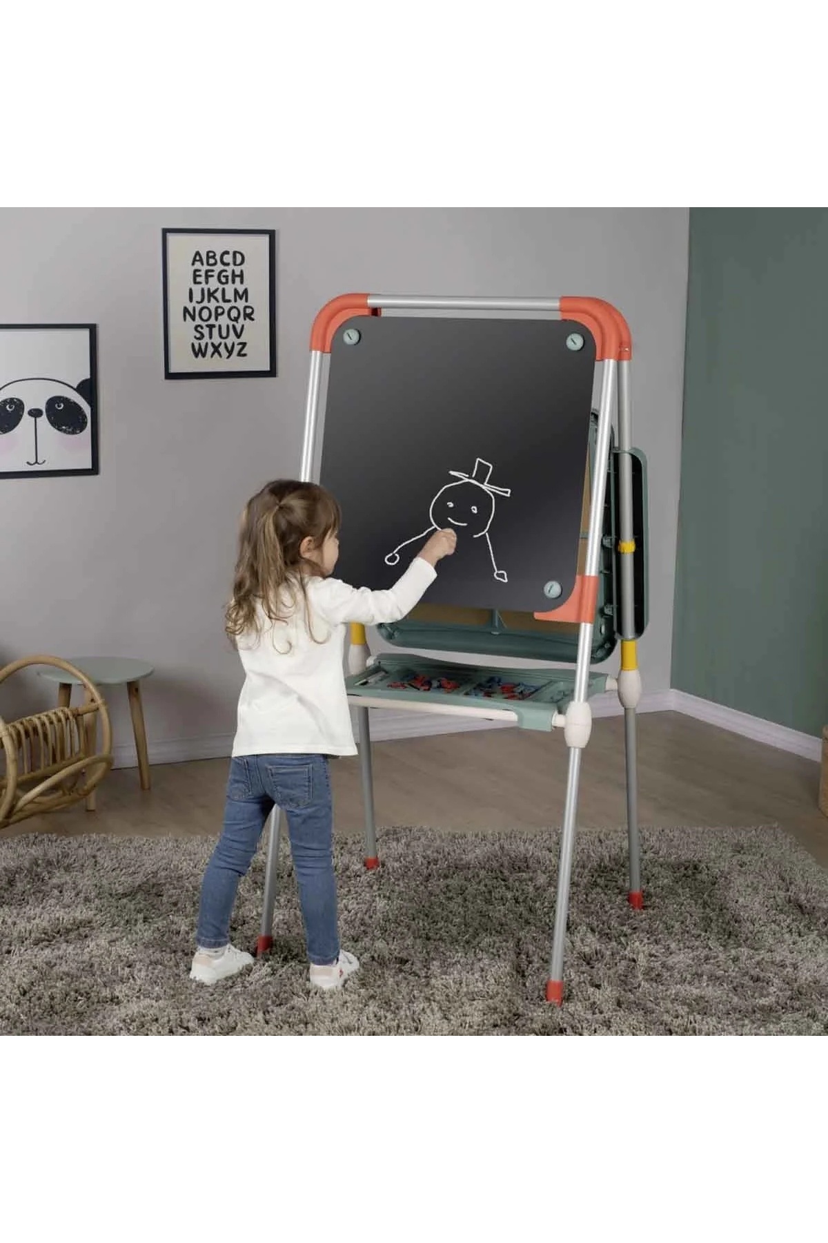 مجموعه تخته مغناطیسی دو رو با پایه‌های فلزی آموزشی کودکان