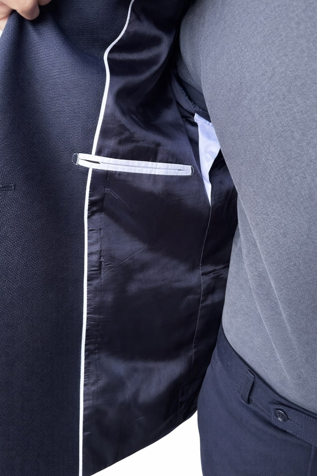Plus Scorpion Erkek Kruvaze Gold Düğmeli Dokulu Likralı Kumaş Blazer Ceket, Modern Kesim Şık Tasarım görsel 8