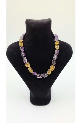 R G Handmade Design Ametist ve Sitrin Doğal Taşlı El Yapımı Kolye