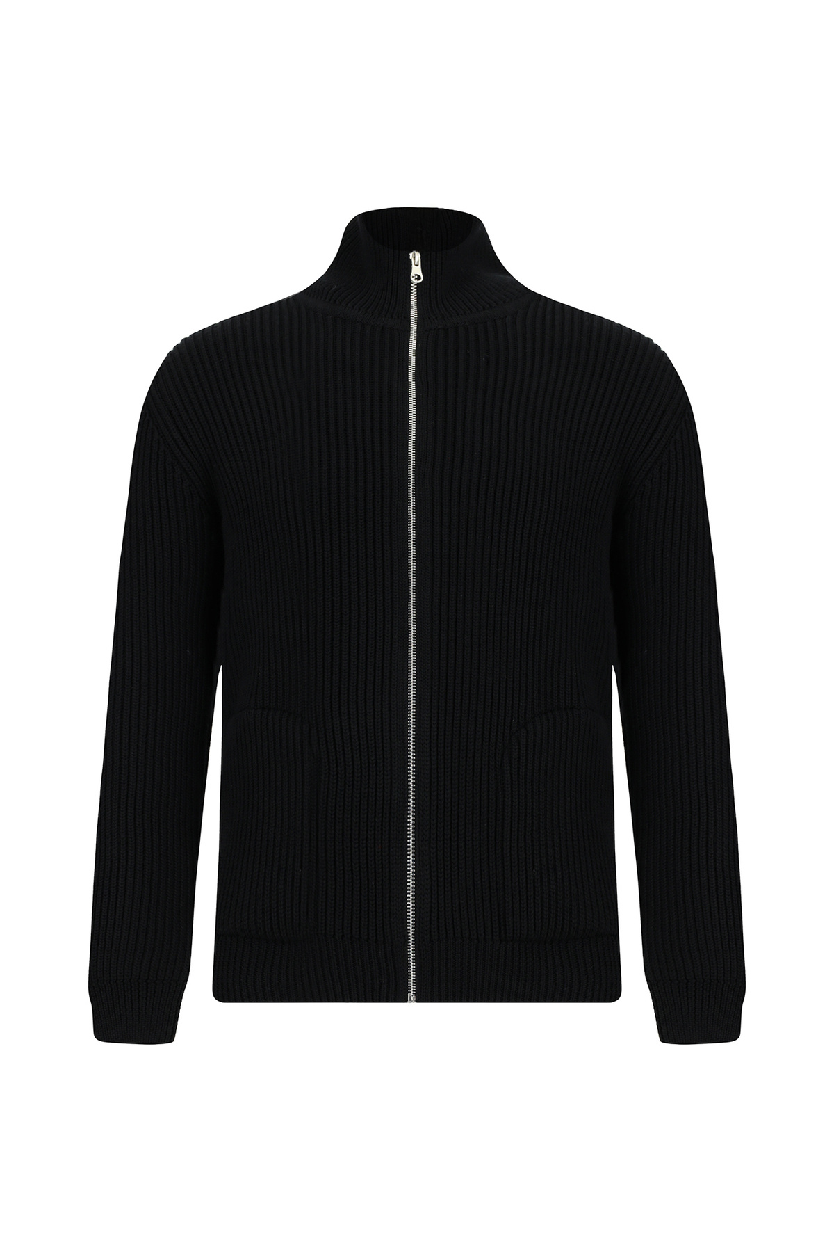 کیگیلی ژاکت بافتنی پشمی یقه بلند معمولی سایز بزرگ زیپ‌دار