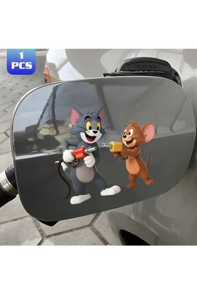 ÖZGÜL REKLAM Tom ve Jerry Gaz Kapağı Sticker Araba sticker / Motor Sticker / ...